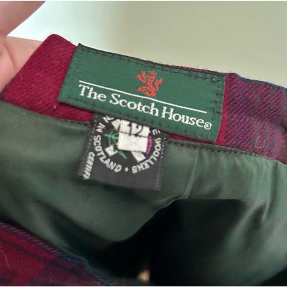 Vintage The Scotch House Wool Skirt Fitted Knee High 12 Red Black Plaid Preppy - Picture 4 of 5